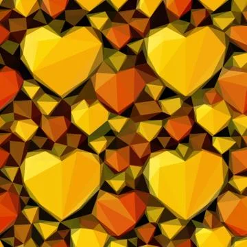 Low Poly Background with Hearts Stock-Illustration