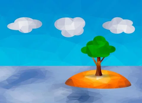 Low poly background Island Stock Illustration
