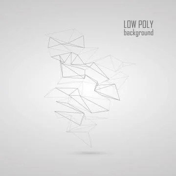 Low poly background with outline geometric origami vector shapes Illustrazione stock