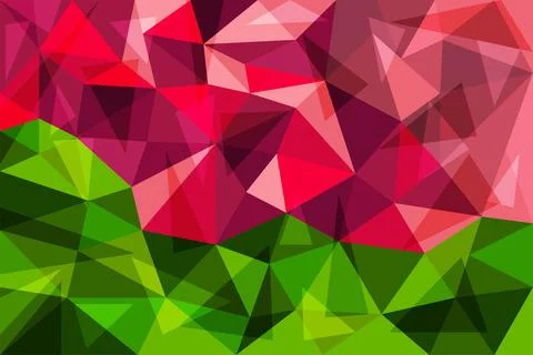 Low poly background of red and green triangles Stock Illustration
