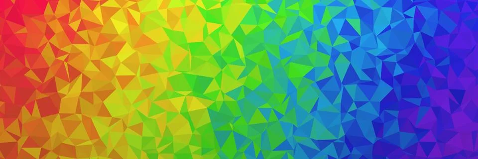 Low poly background texture panorama big rainbow 12000x4000 Stock Illustration