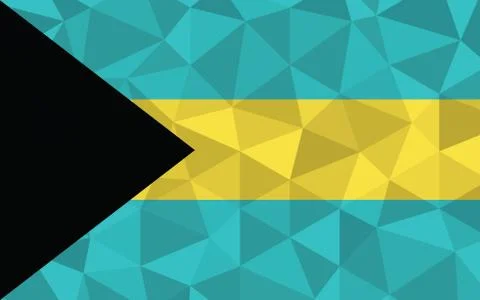 Low poly Bahamas flag vector illustration. Triangular Bahamian flag graphic.  Stock-Illustration