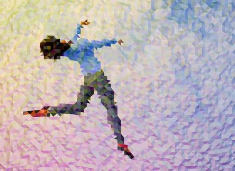 Low Poly Ballerina Dancer Art 3D Illustration with Copy Space Stock Illustration