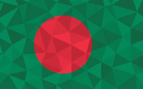 Low poly Bangladesh flag vector illustration. Triangular Bangalee flag graphi Illustrazione stock