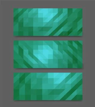 Low poly banners set mock up Stock Illustration