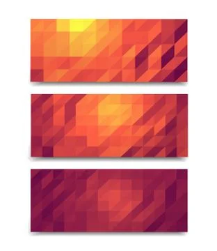 Low poly banners set mock up Stock Illustration