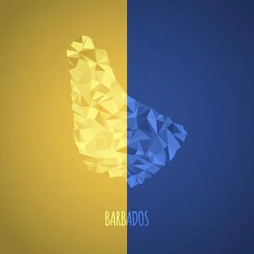 Low Poly Barbados Map with National Colors Stock Illustration