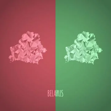 Low Poly Belarus Map with National Colors Stock Illustration