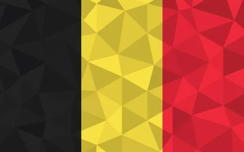 Low poly Belgium flag vector illustration. Triangular Belgian flag graphic. B Stock Illustration
