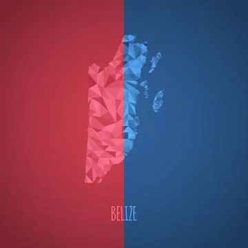 Low Poly Belize Map with National Colors Stock Illustration