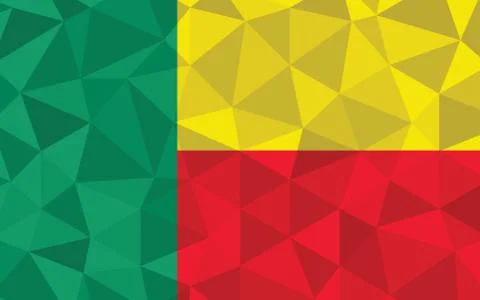 Low poly Benin flag vector illustration. Triangular Beninese flag graphic. Be 스톡 일러스트