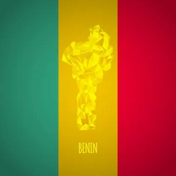 Low Poly Benin Map with National Colors Stock Illustration