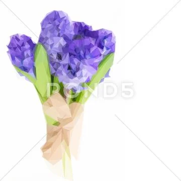 Low poly Blue hyacinth Stock Illustration