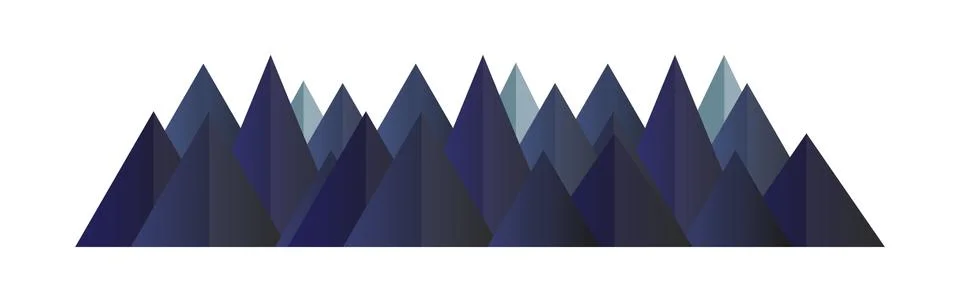 Low poly blue mountains range. Vector polygonal shapes illustration Stock Illustration