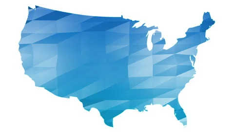 Low poly blue USA map Stock-Footage 95233860