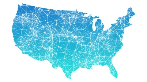 Low poly blue USA map Видео 95233975