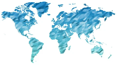 Low poly blue world map on the white background whith alpha channel. Abstract Видео 95138287