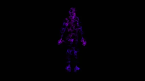 Low poly body rotation animation of blue and magenta dots and lines with Stock Footage 153495461