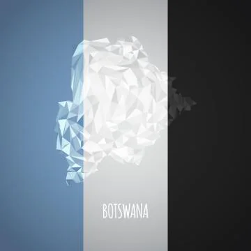 Low Poly Botswana Map with National Colors Stock Illustration
