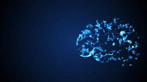 Low poly brain. Technology background Stock Illustration