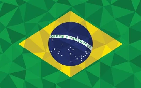 Low poly Brazil flag vector illustration. Triangular Brazilian flag graphic.  Stock Illustration