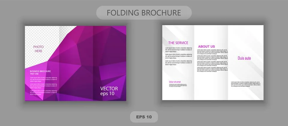 Low Poly. Brochure. Creative design of tri fold flyer. Stock Illustration