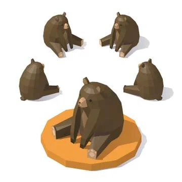 Low poly Brown bear Stock Illustration