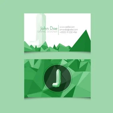 Low Poly Business Card Template with Alphabet Letter J Stock Illustration