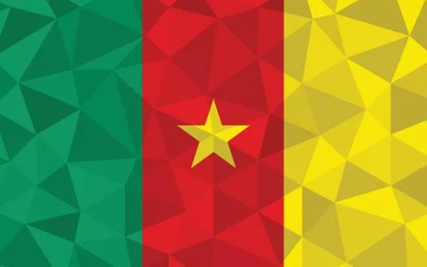 Low poly Cameroon flag vector illustration. Triangular Cameroonian flag graph Stock Illustration