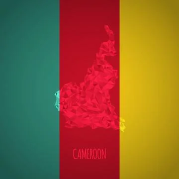 Low Poly Cameroon Map with National Colors Stock Illustration