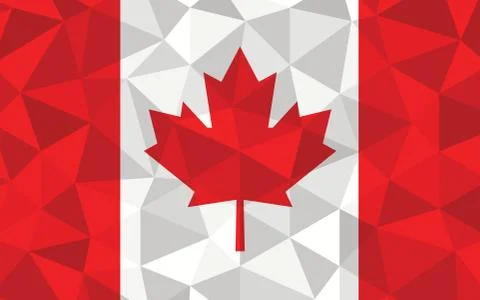 Low poly Canada flag vector illustration. Triangular Canadian flag graphic. C Stock-Illustration