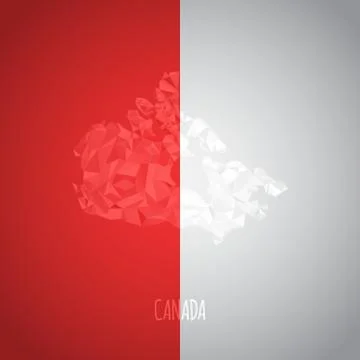 Low Poly Canada Map with National Colors Stock Illustration