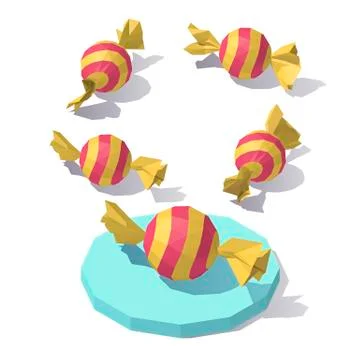 Low poly candy in wrapper Stock Illustration