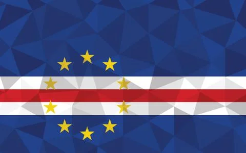 Low poly Cape Verde flag vector illustration. Triangular Cape Verdean flag gr Stock Illustration