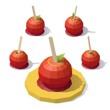 Low poly caramel apple Stock Illustration