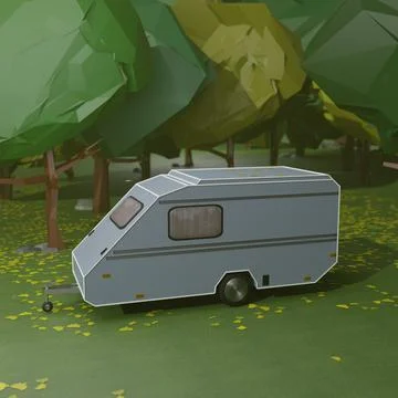 Low Poly Caravan Stock Illustration