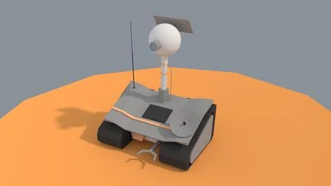 Low Poly Cartoony Planet Rover 3D Model
