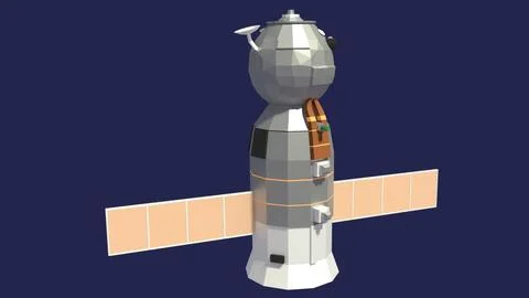 Low Poly Cartoony Soyuz Spacecraft 3D Model