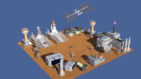 Low Poly Cartoony Space Colony Pack 3D Model