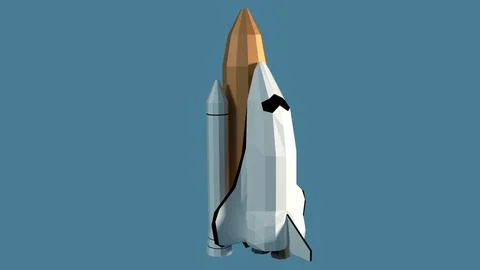 Low Poly Cartoony Space Shuttle 3D Model