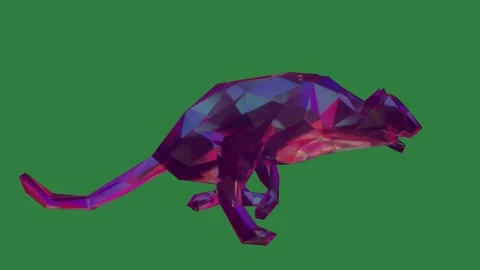 Low poly cat isolated on green screen background Stock-Footage 336858758