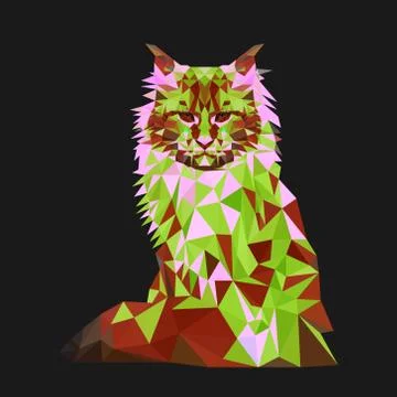 Low poly cat. Triangle polygonal stile siamese kitten. Flat design creative Stock Illustration