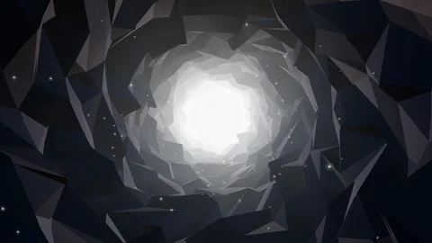 Low Poly Cave  With Glowing Light and Dust Particles. Stock Footage 125253073