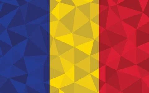 Low poly Chad flag vector illustration. Triangular Chadian flag graphic. Chad Illustrazione stock