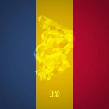 Low Poly Chad Map with National Colors Stock Illustration