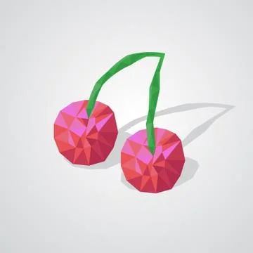 Low poly cherry Stock Illustration