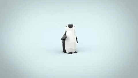 Low poly child penguin 3d render illustration Stock Illustration