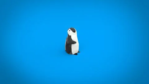 Low poly child penguin 3d render illustration Stock Illustration