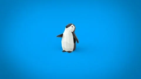 Low poly child penguin 3d render illustration Stock Illustration