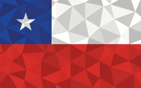 Low poly Chile flag vector illustration. Triangular Chilean flag graphic. Chi Stock-Illustration